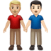 👨🏼‍🤝‍👨🏻 men holding hands: medium-light skin tone, light skin tone display on Apple